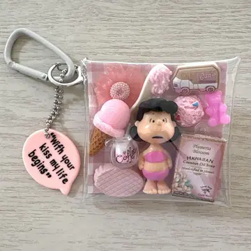 가챠 가득 파우치 하와이 기념품 스누피 루시 핑크