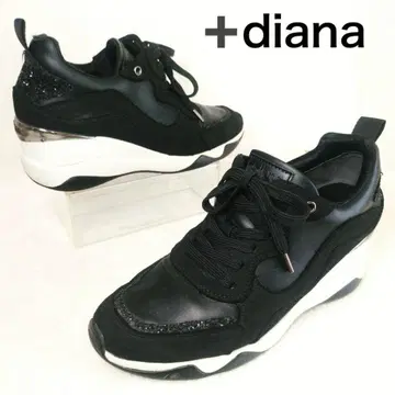 미품! +DIANA 블랙 글리터 인힐 스타일업 스니커즈