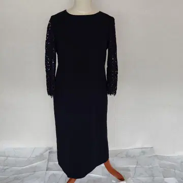 Ballsey 네이비 레이스 소매 롱 원피스