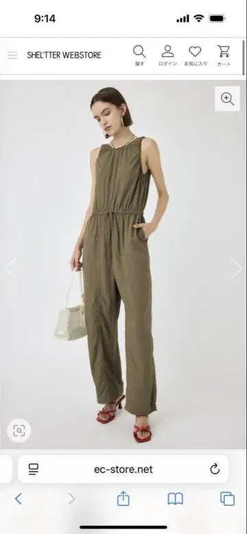 택 포함 미사용 새상품 moussy 점프수트 카키 사이즈 2