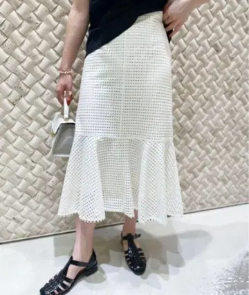 allureville 러셀 레이스 머메이드 스커트 화이트 루루윌비