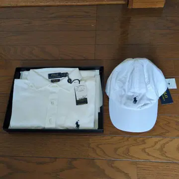 POLO 화이트 피케 셔츠와 캡 세트