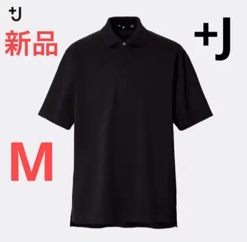 새상품 유니클로 +J 릴랙스 핏 피케 셔츠 (반팔) M 사이즈 블랙