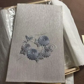 후쿠사, 꽃무늬 자수 그레이 축의금 봉투 용지, 나무 상자 포장