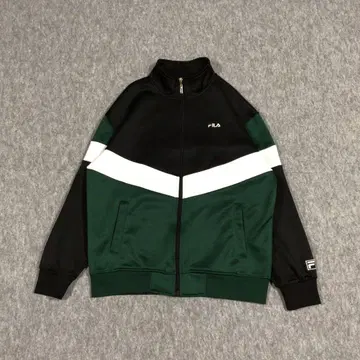 FILA 저지 트랙 재킷 지퍼업 블랙 x 그린 L