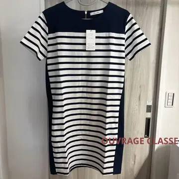 OUVRAGE CLASSE 보더 반팔 원피스 [미사용 새상품] 택 포함