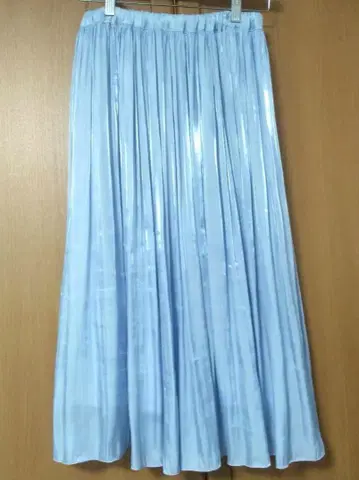 Rouge Vif 샤이니 플리츠 롱 스커트 size36 라이트 블루