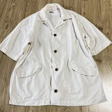 MHL. 린넨 마 셔츠 오픈 카라 셔츠 코튼 오픈 카라 L