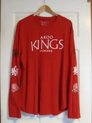 AKOO KINGS MCMLXXX 3XL 빅사이즈 빨간색 긴팔 티셔츠