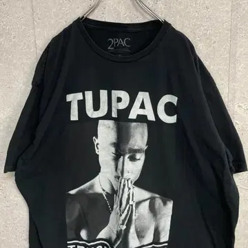 뮤직 랩 2PAC 웨스트 사이드 프린트 블랙 티셔츠 2XL