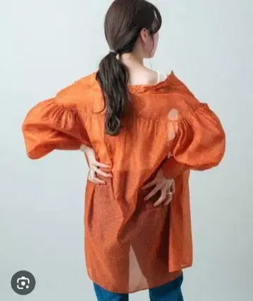 새상품 Kastane 오렌지 벌룬 슬리브 셔츠