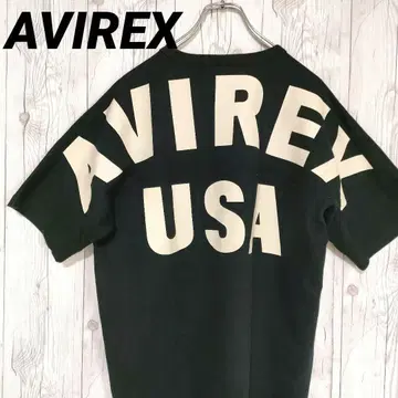 AVIREX 아비렉스 티셔츠 아치 로고 프린트 자수 블랙
