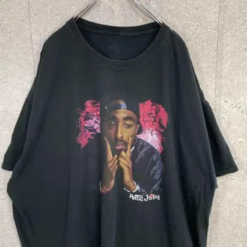 2Pac 랩 힙합 뮤직 프린트 블랙 티셔츠 3XL