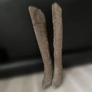 그레이 니하이 부츠 사이드 지퍼 하이힐