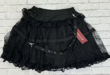 G417 택 포함 새상품 바디라인 블랙 스커트 레이스 고스로리 허리밴딩