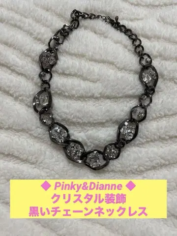 Pinky&Dianne 크리스탈 장식 블랙 체인 목걸이