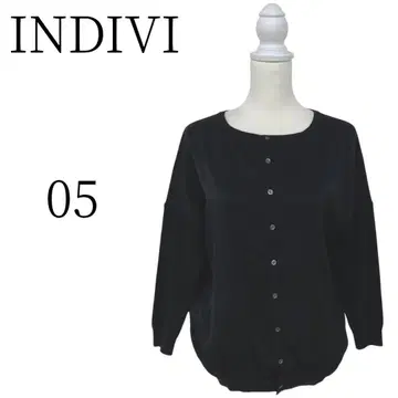 INDIVI 블랙 버튼 가디건 긴팔