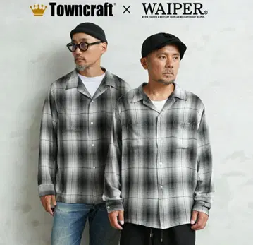 [새상품] WAIPER x TOWN CRAFT 옴브레 루프 칼라 셔츠
