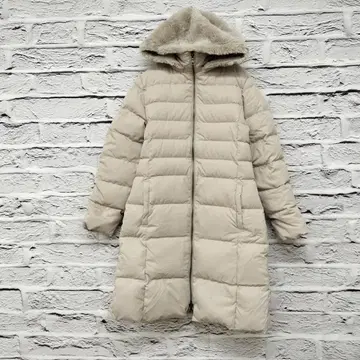 R4270 비키 [M] 후드 부착 롱 다운 코트 베이지 무지 가을/겨울