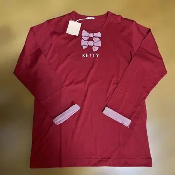 KETTY 리본 긴팔 티셔츠 빨간색 체크 새상품 (택 포함)