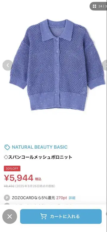 NATURAL BEAUTY BASIC 스팽글 메쉬 폴로 니트