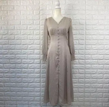 셀포드 긴팔 롱 원피스 맥시 길이 리본 끈 그레이지 M