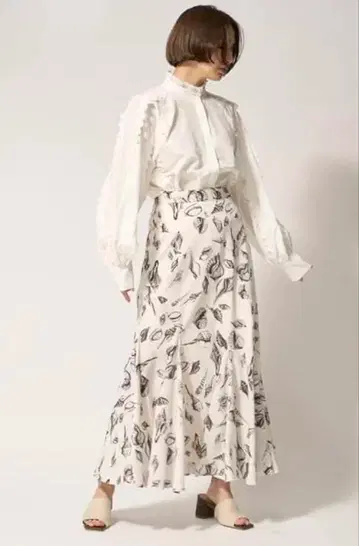 FRAY I.D 에스카르고 플레어 프린트 머메이드 스커트