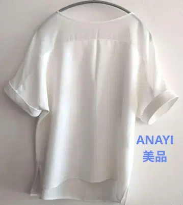 [새상품급 시착만 한 상품] ANAYI 화이트 쉬폰 반팔 셔츠 뒤 버튼