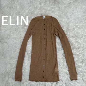 ELIN 에린 비침 있는 긴팔 니트 가디건 베이지