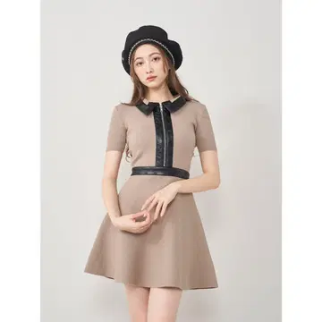 Darich 로고 가죽 니트 미니 원피스
