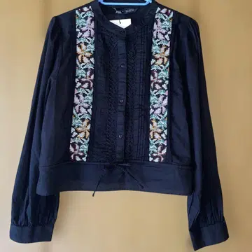 ZARA 셔츠 면 블랙 자수