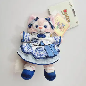 상하이 디즈니 유리청 청화 리나벨 봉제인형 키체인 키링
