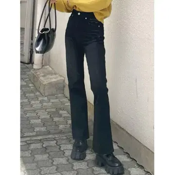빈티지 스타일 하이웨스트 플레어 청바지