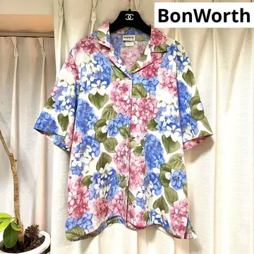 BonWorth 꽃무늬 반팔 셔츠 M 사이즈 수국