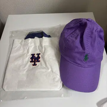 NY 메츠 로고 자수 화이트 토트백