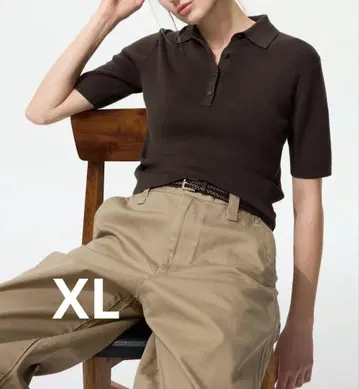 [새상품] UNIQLO 유니클로 폴로 스웨터 반팔 니트 다크 브라운
