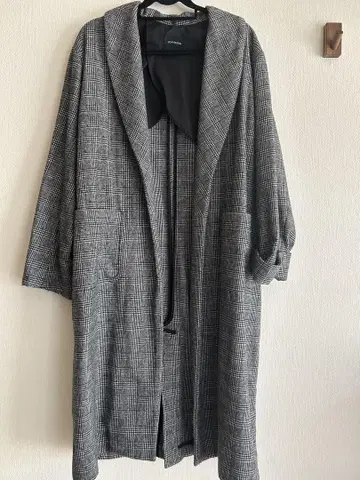JEANASIS 체크 무늬 롱 코트 그레이 F
