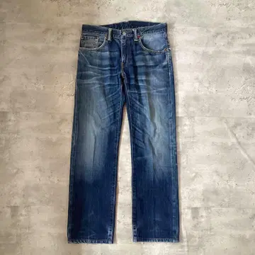 Levi's 리바이스 데님 블루 스트레이트 데미지 가공