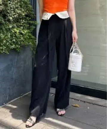릴리 브라운 롤업 하이웨스트 턱 와이드 팬츠