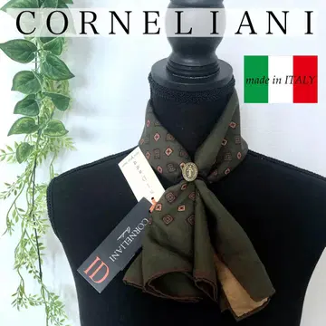 CORNELIANI 꼬르넬리아니 스카프 올리브 코몬 무늬 기하학 패턴