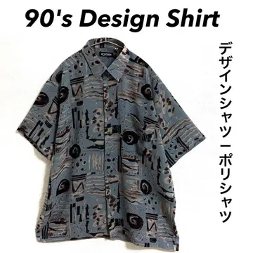 90년대 Design Shirt 올 패턴 셔츠 폴리 셔츠