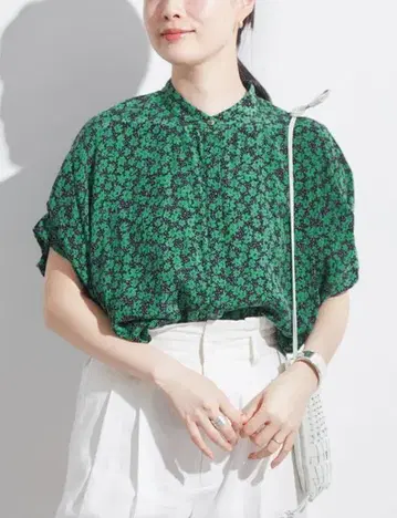 저널 스탠다드 레사 택 슬리브 셔츠 그린 플라워
