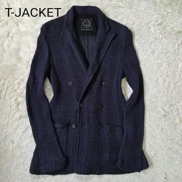 T-JACKET 더블 테일러드 자켓 코튼 니트 체크 S