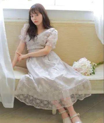 [완판템] evelyn 허리 리본 레이스 원피스