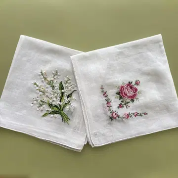 자수 레이스 손수건 2매