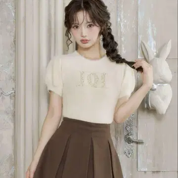 darich Dairch 다리치 팬시 비즈 DD 로고 니트 탑