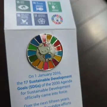 키티 한정품 SDGs 핀 배지