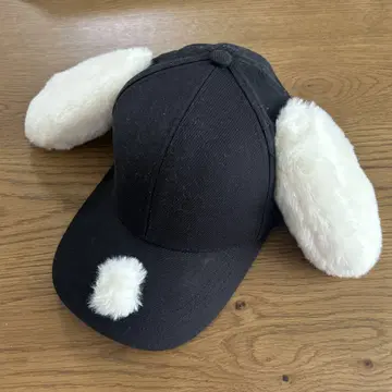 PEANUTS 강아지 귀 캡 블랙