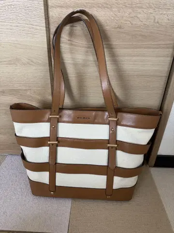 MICHAELKORS 스트라이프 디자인 숄더백 브라운/아이보리