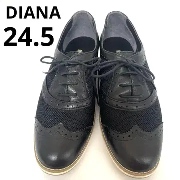 DIANA 다이애나 윙팁 슈즈 가죽 메쉬 블랙 24.5cm